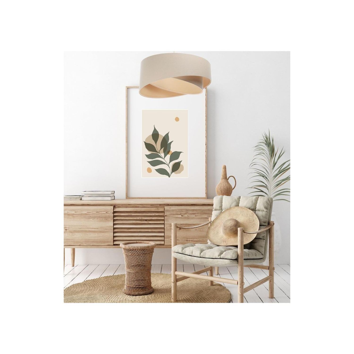 Lampe à suspendre Crème Beige Lin E27 ronde Ø 50 cm