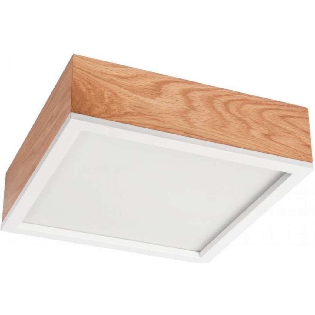 Lampe de plafonnier naturelle chêne verre L:31 cm E27 2-flmg