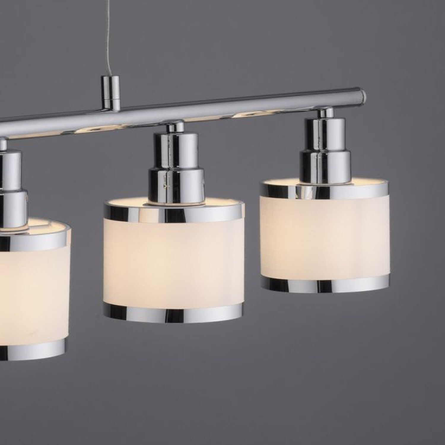 Suspension longue métal chrome 5 flammes E14 90 cm
