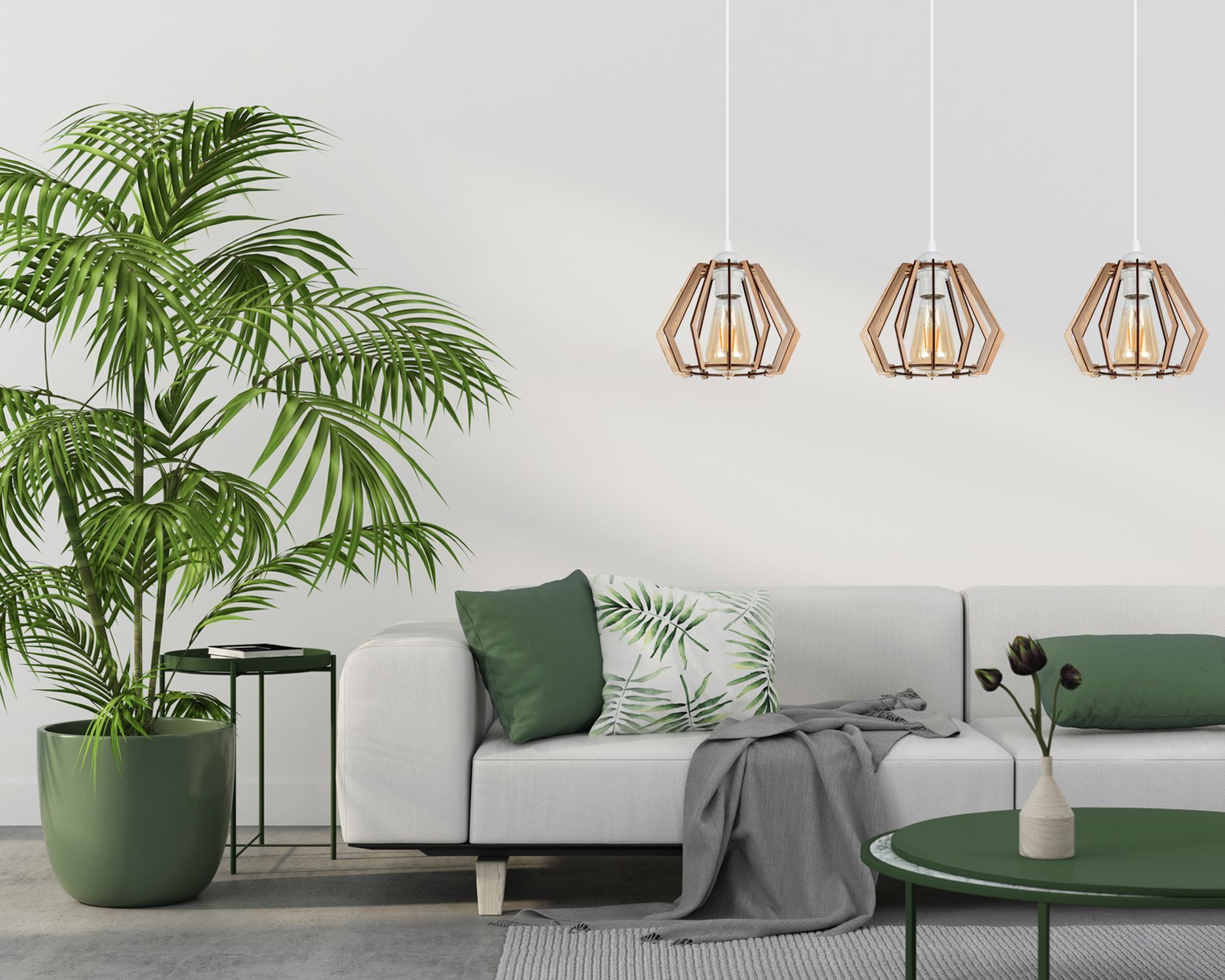 Suspension Scandinave Bois Métal Blanc E27 3-flmg Pflanze, Pflanze im Topf, Wohnzimmer, Dekoration Ihres Zuhauses, Innenarchitektur