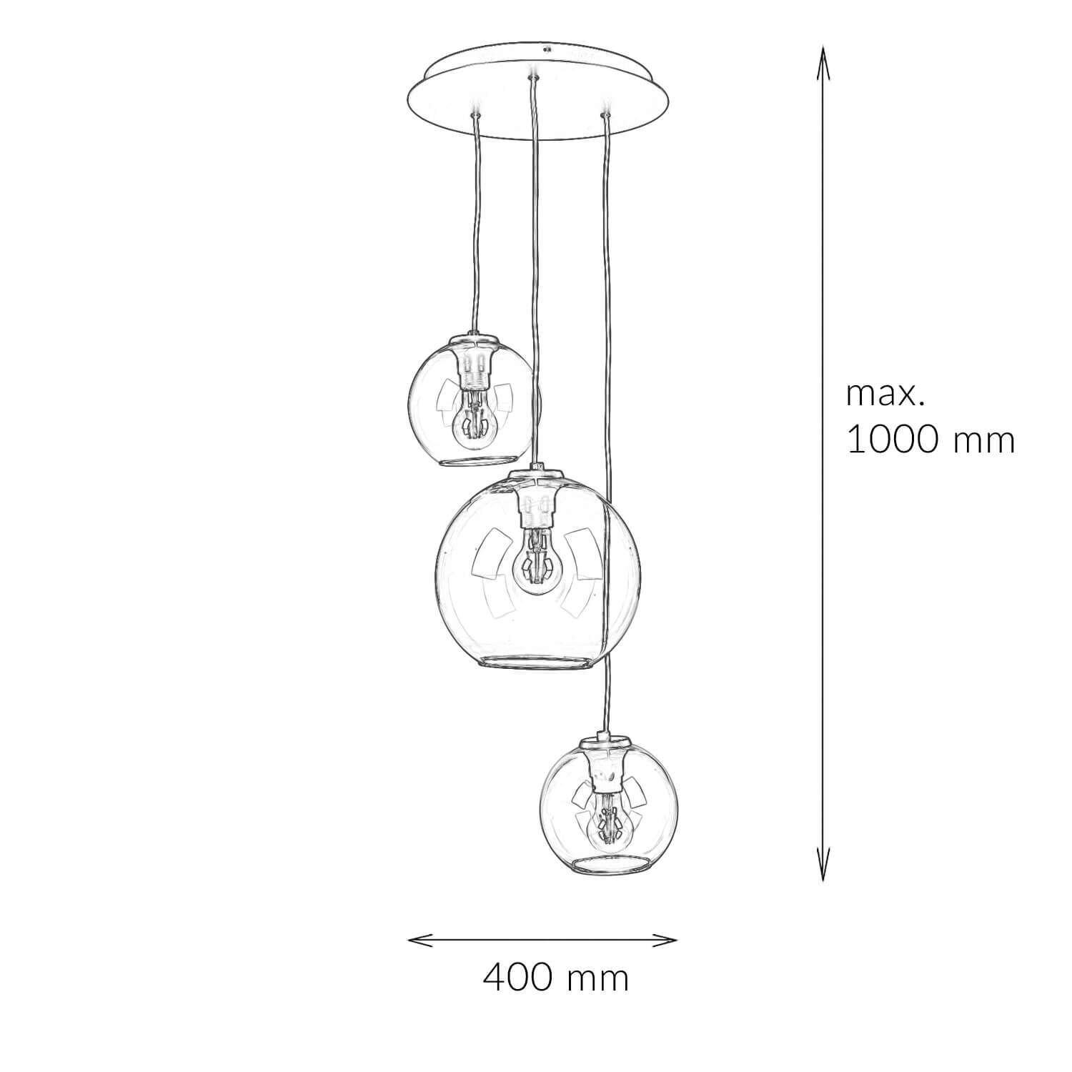 Suspension Boule Abat-jour Verre P : max. 100cm 3x E27