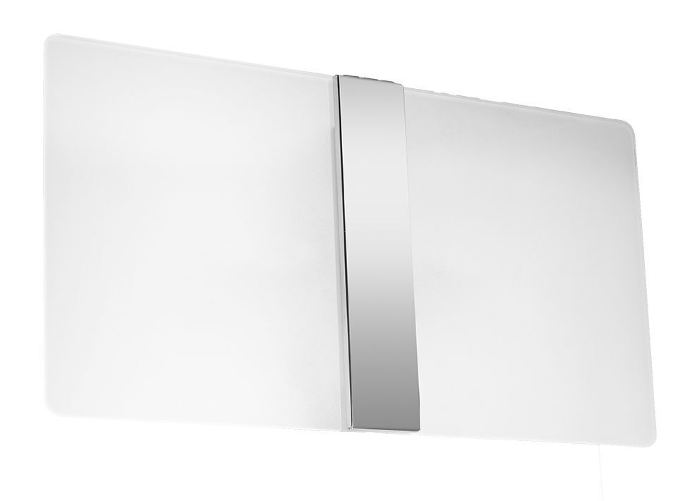 Applique verre métal 35 cm large blanc chrome 2x G9