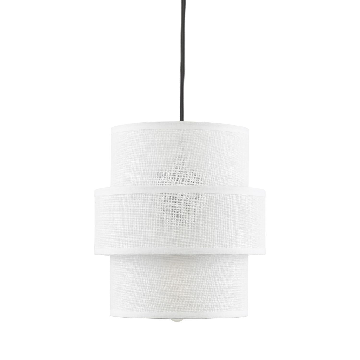Suspension ronde Ø 20 cm Blanc Noir E27 Tissu Métal