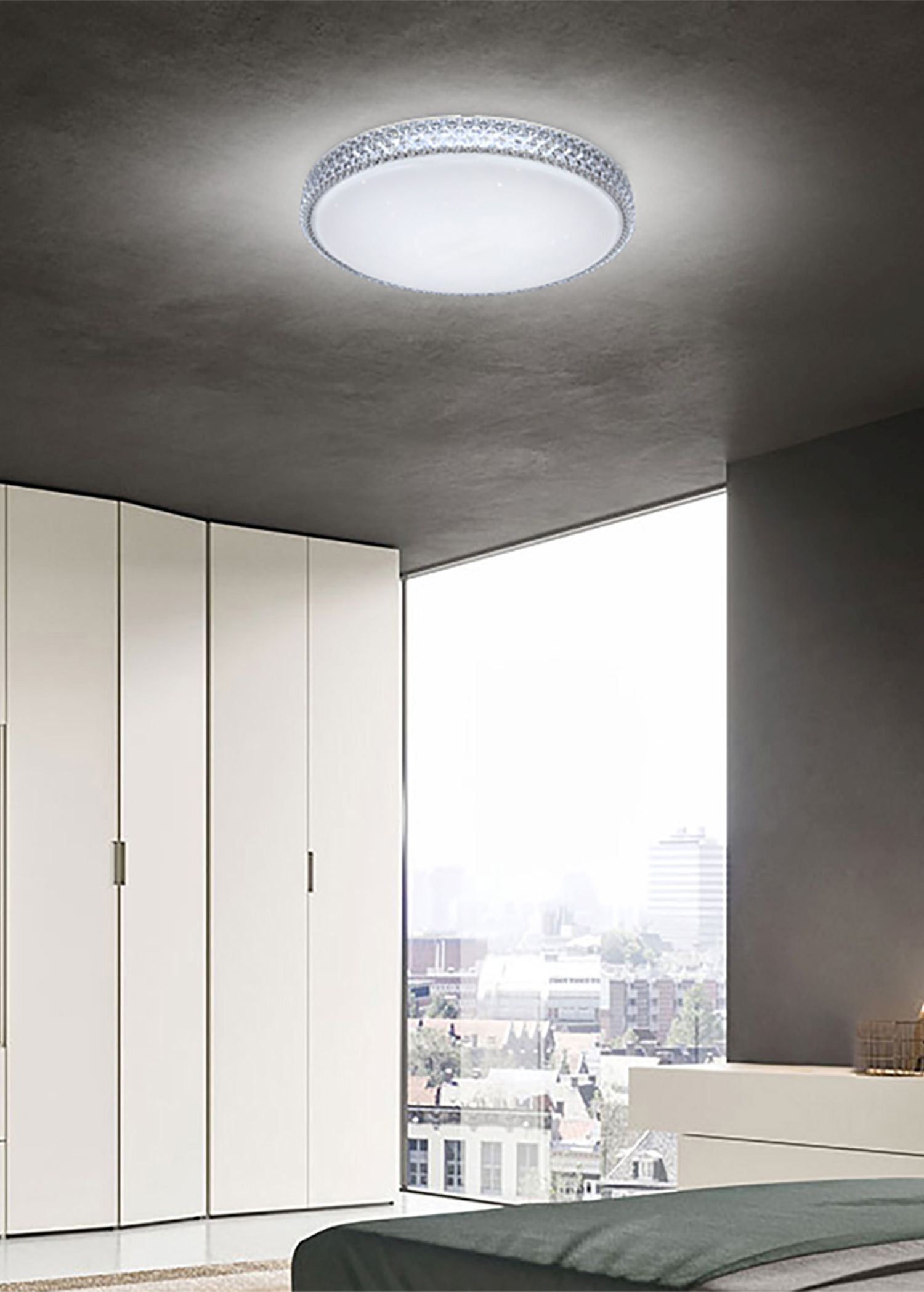 Plafonnier LED rond Ø 40 cm Ciel étoilé 4000 K Blanc
