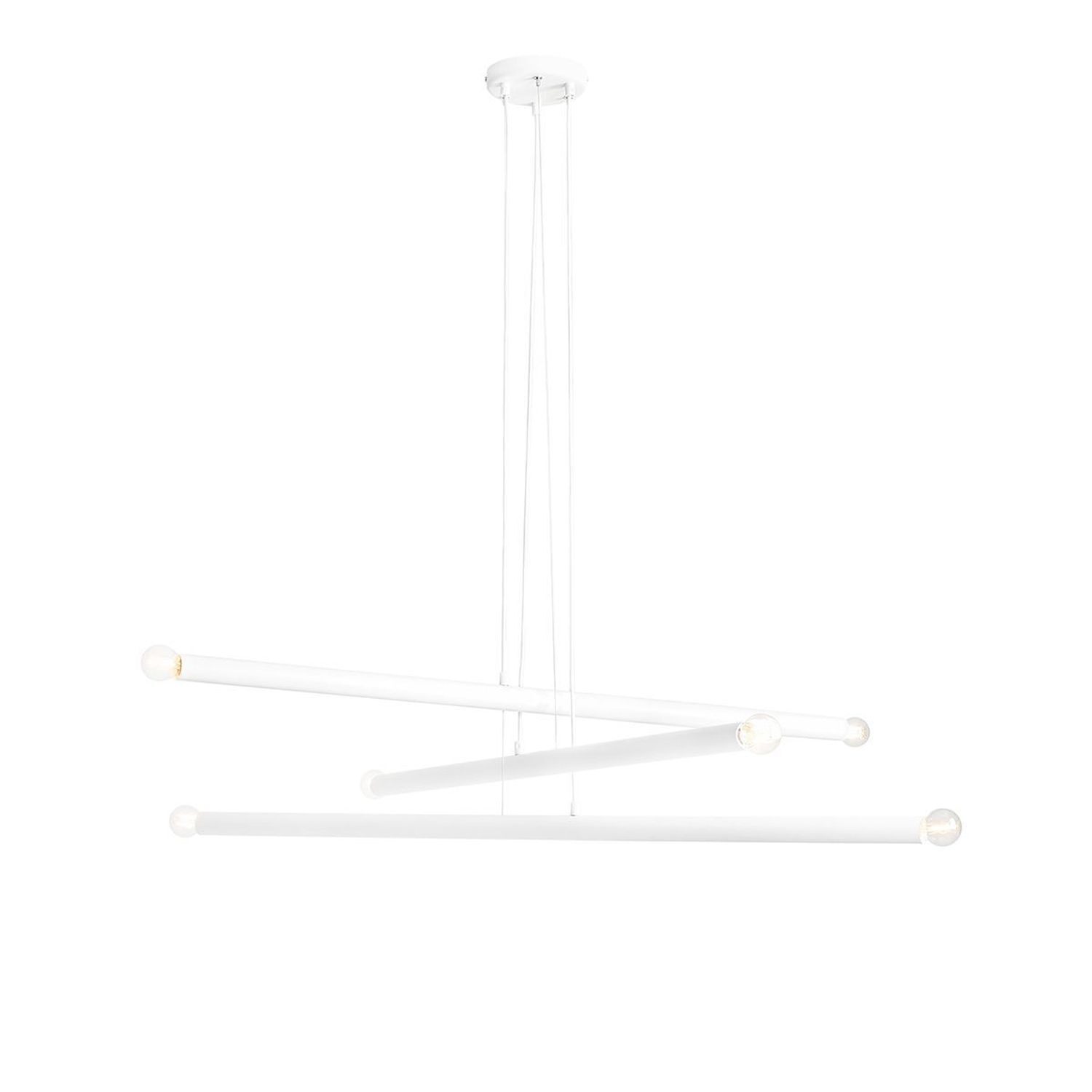 Suspension blanche métal rétro L:100 cm E14 allongée