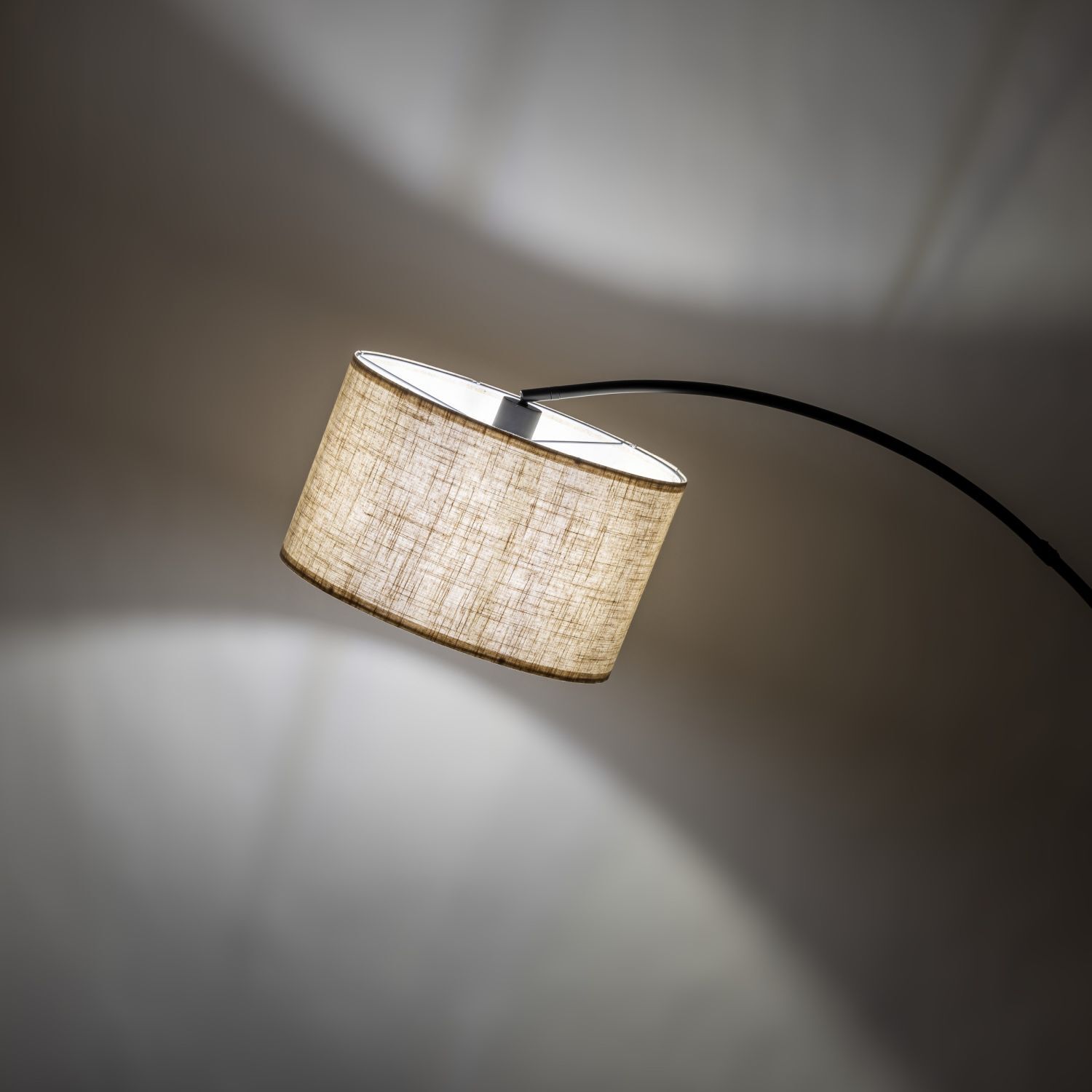 Luminaire en arc 200 cm réglable Tissu Métal Noir Beige E27 Lampe, Lampenschirm, Klebeband