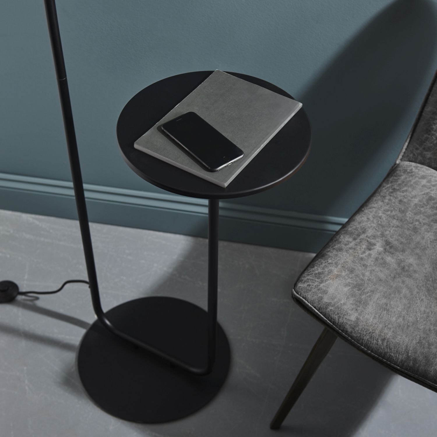 Lampadaire avec table d'appoint Noir 175 cm de haut E27