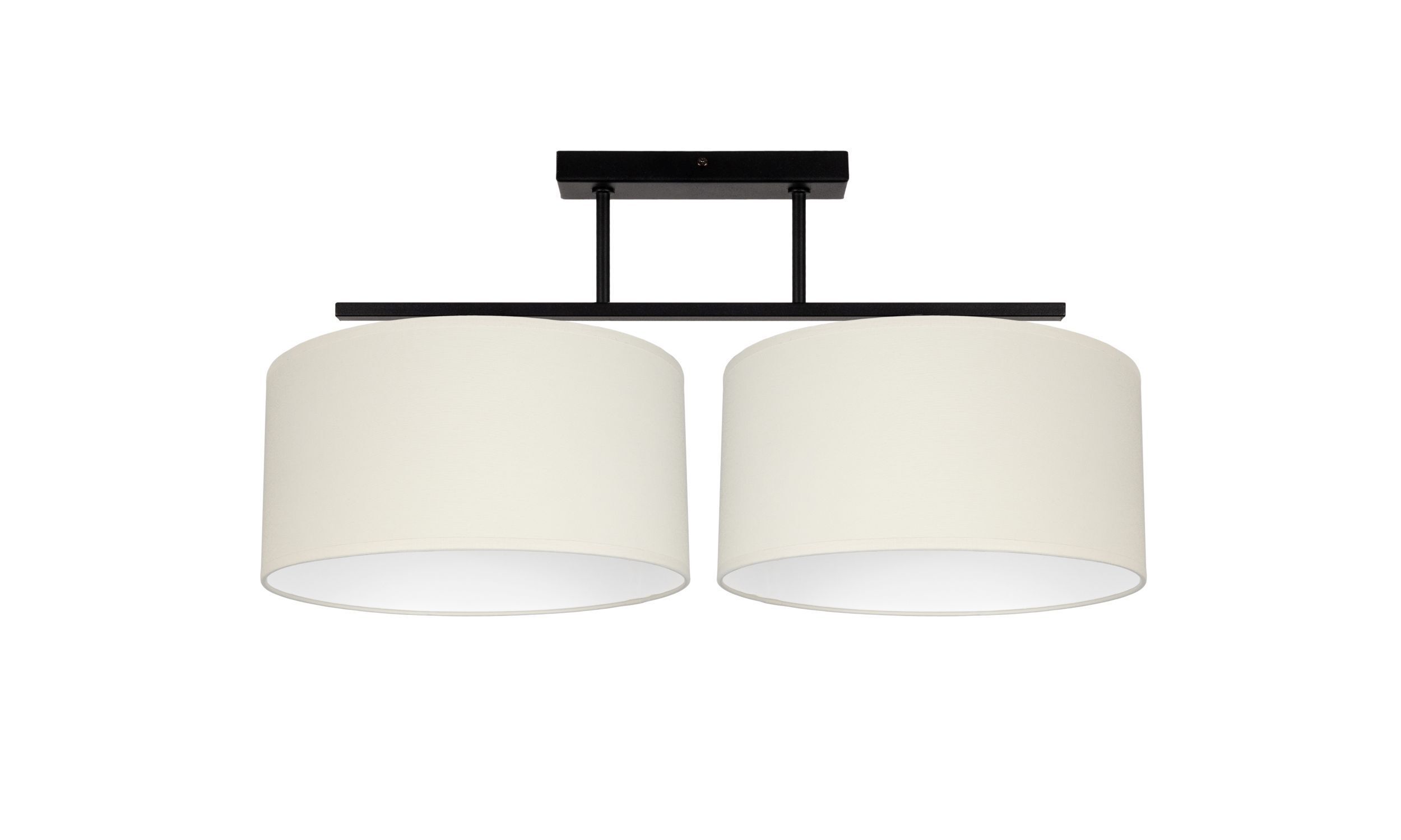 Deckenleuchte, Doppel-Lampenschirm, Schwarz, Beige, Metall/Gewebe