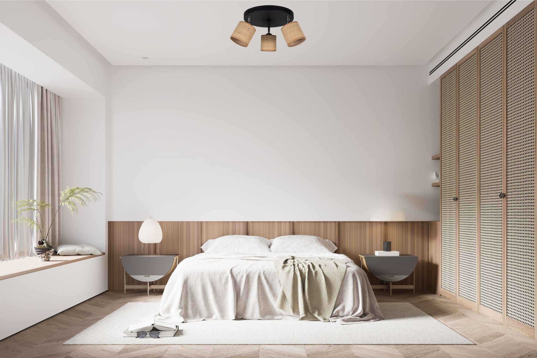 Spot de plafond flexible tissu anti-éblouissement brun E27 3 flammes