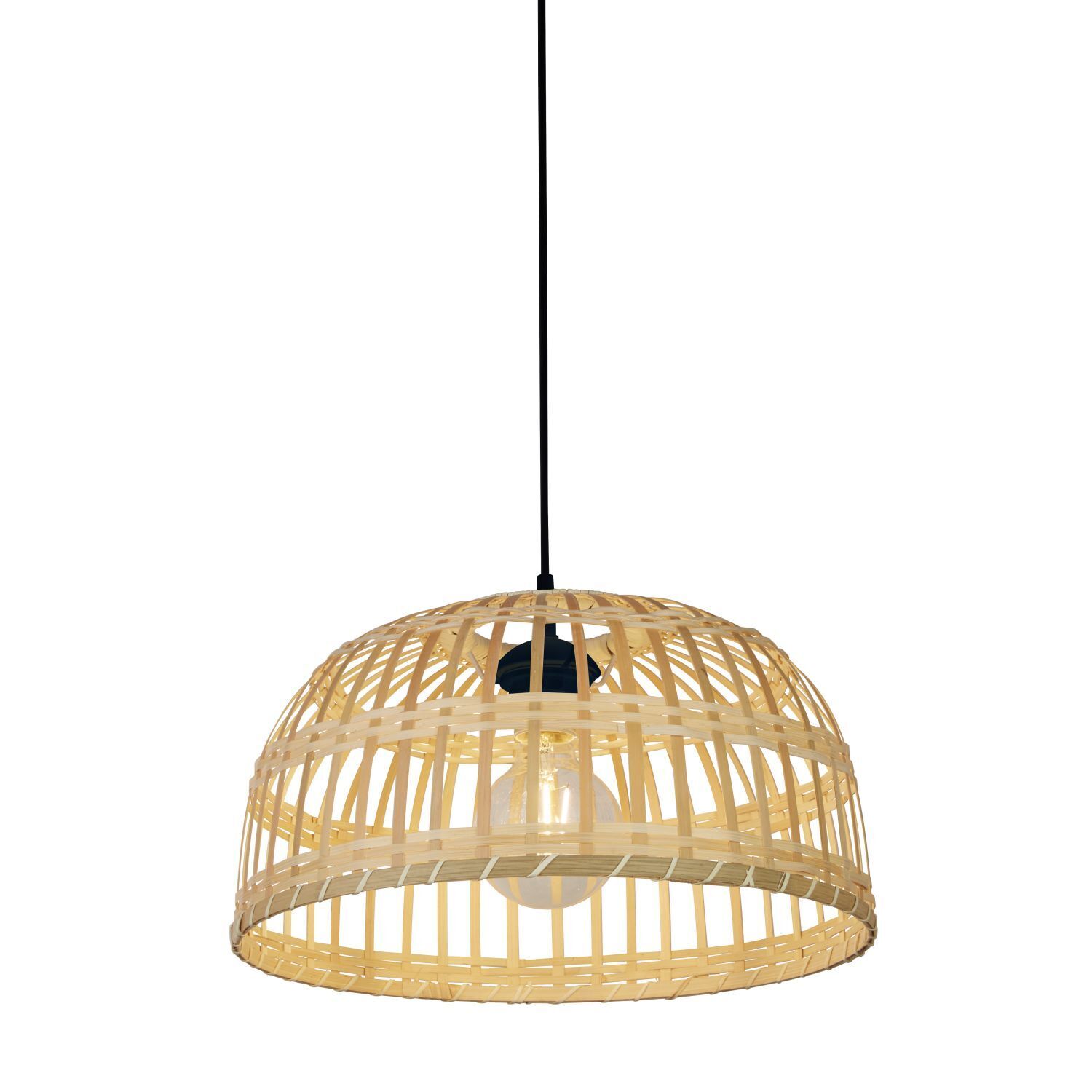 Boho Lampe à suspendre Corbeille Ø 40 cm Bambou pour E27Natur Noir