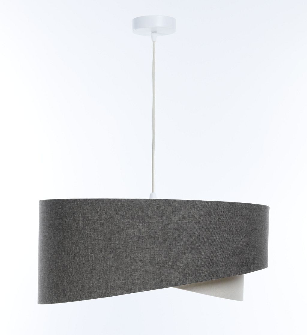 Suspension E27 ronde Ø 60 cm Gris Crème Tissu Moderne