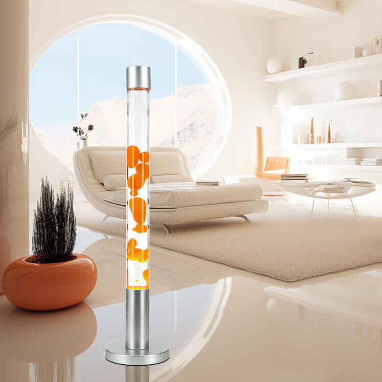 Lampe à lave élégante Orange Transparent ronde ALAN