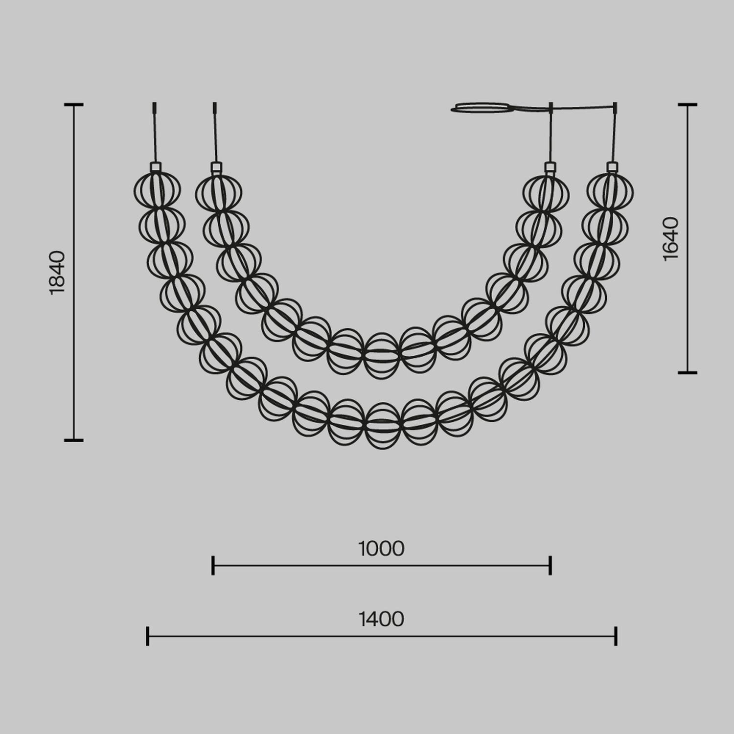 Suspension LED métal lumière blanc chaud 3000 K 6110 lm