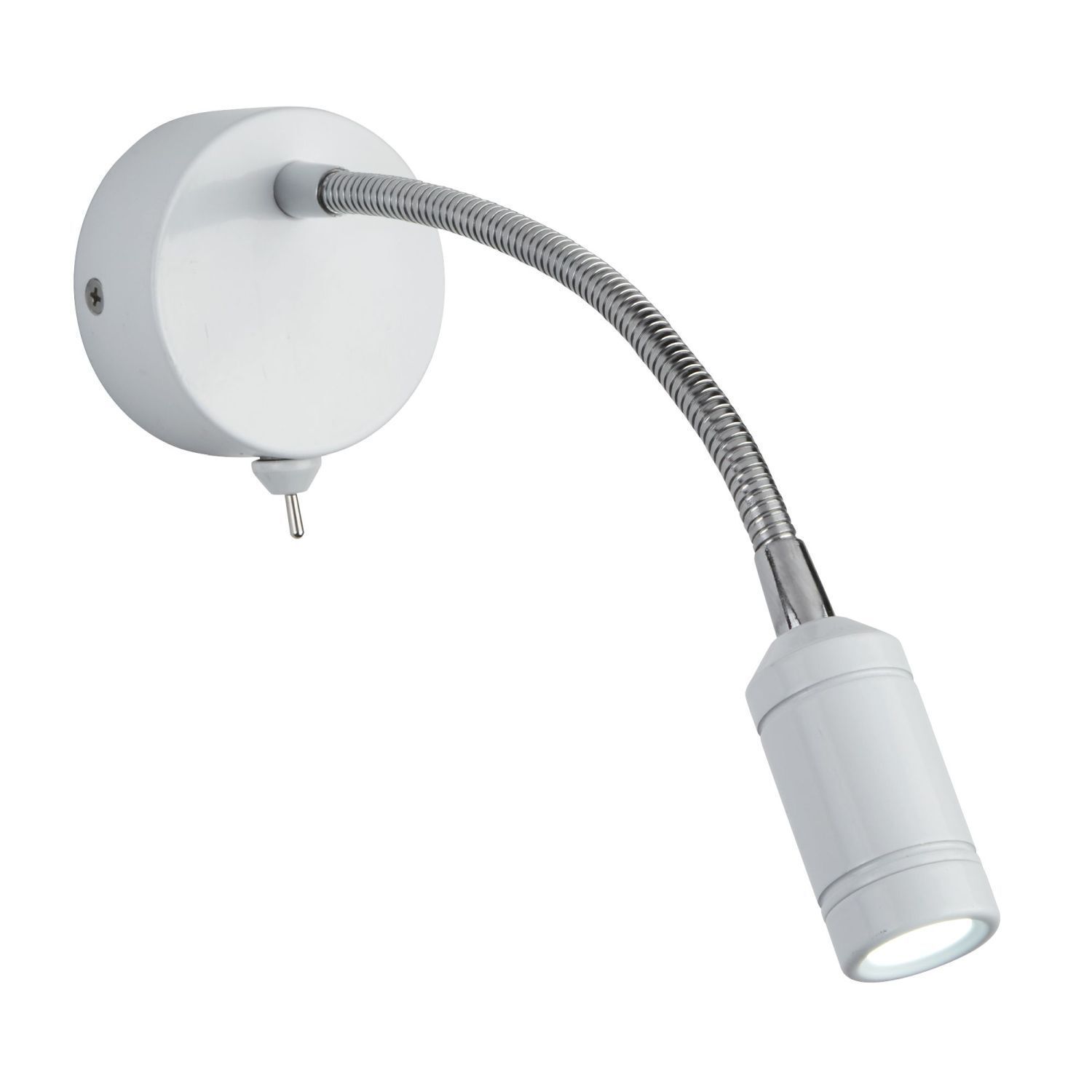 Spot mural à LED avec interrupteur Bras flexible blanc P:31 cm