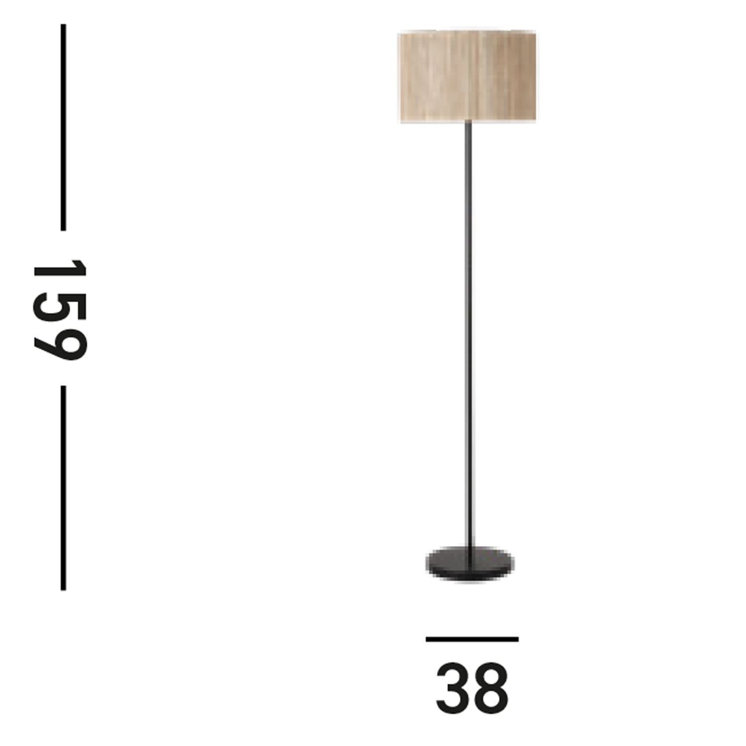 Lampadaire rond bambou métal E27 159 cm noir naturel