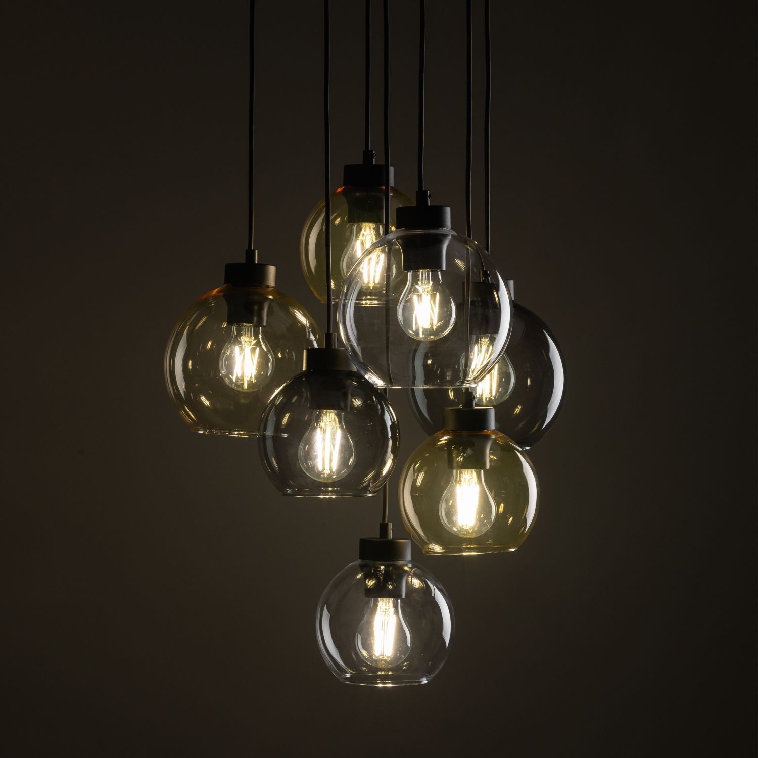 Lampe à suspendre verre fumé H : max. 140 cm réglable 7x E27