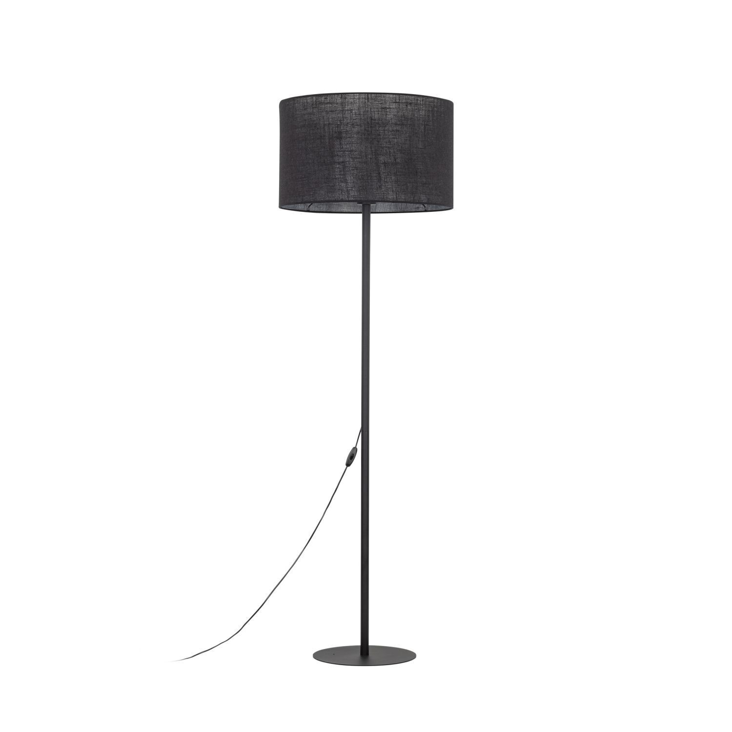 Lampadaire Noir 160 cm Ø 50 cm Métal Tissu E27