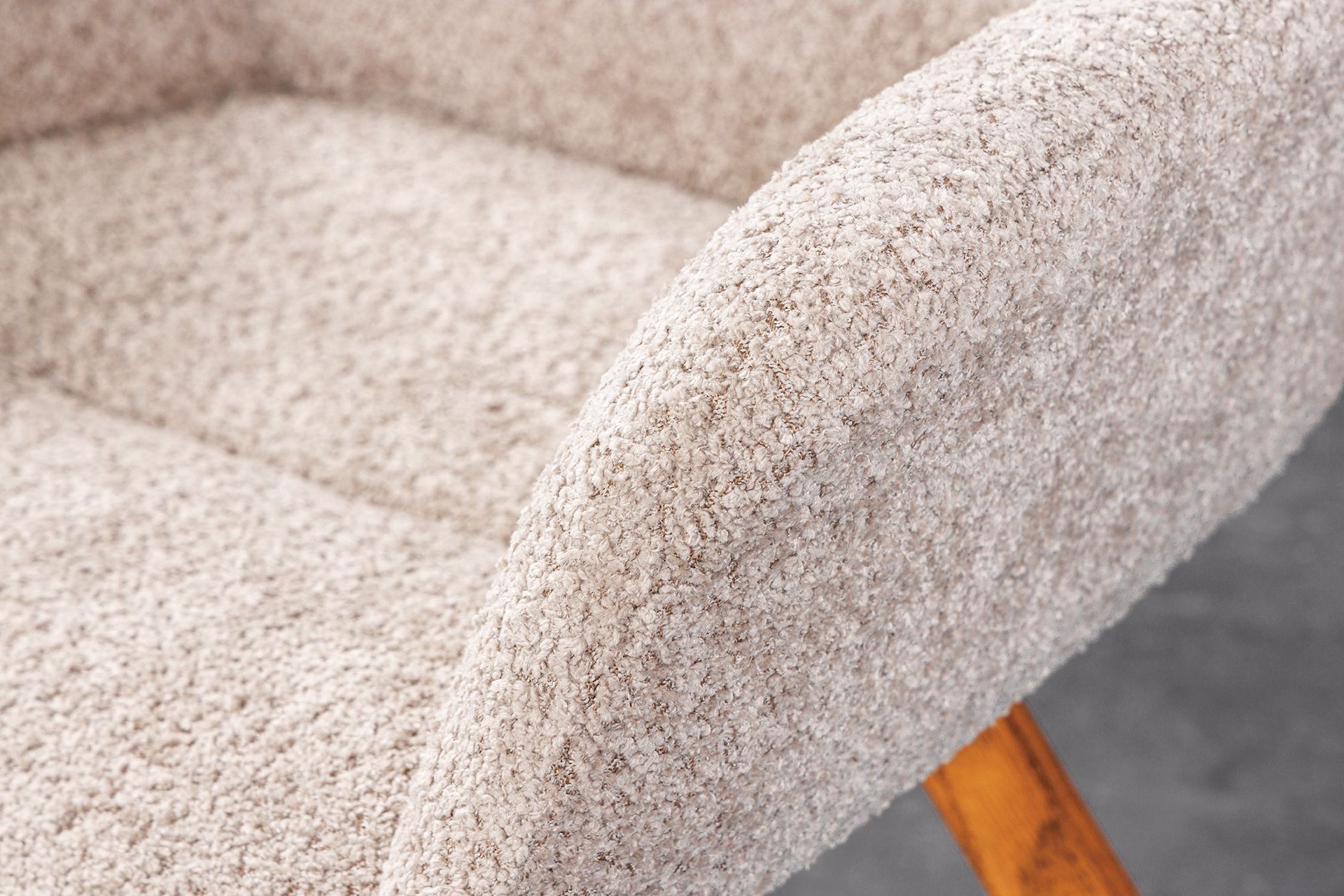 Chaise de salle à manger Bouclé Bois en Beige Naturel Scandinave Dekoration für Zuhause, Teppich, Mobiliar