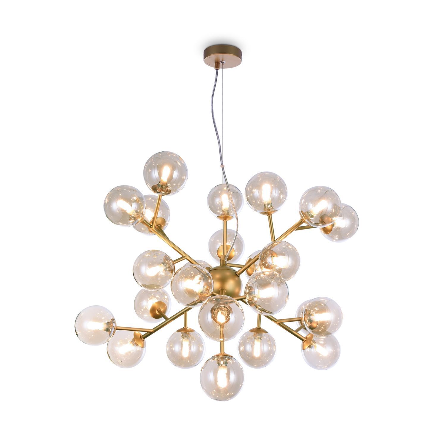 Suspension verre fumé métal G9 L : 65 cm Abat-jour sphérique