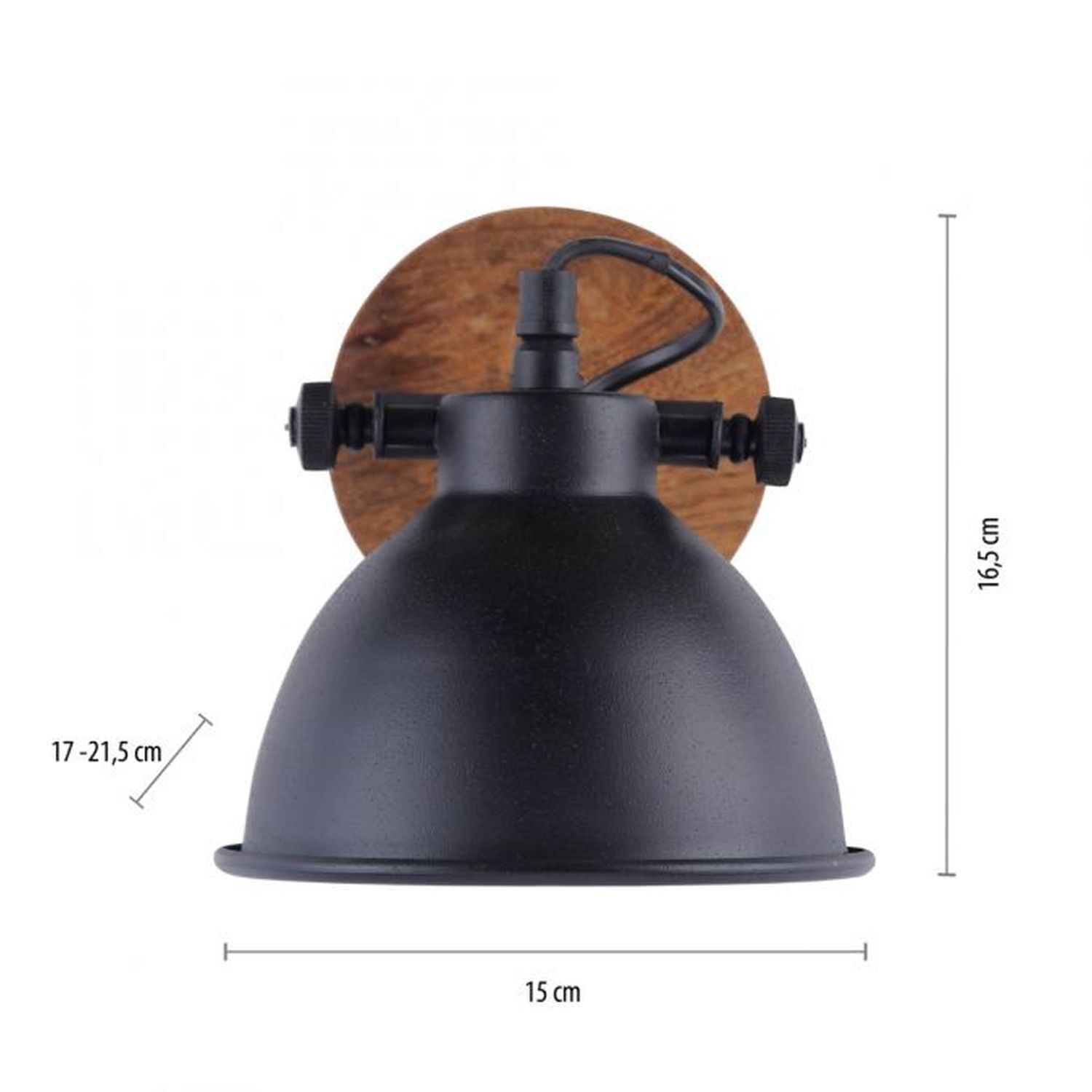 Spot de plafond flexible bois métal E14 L:15 cm Industrial