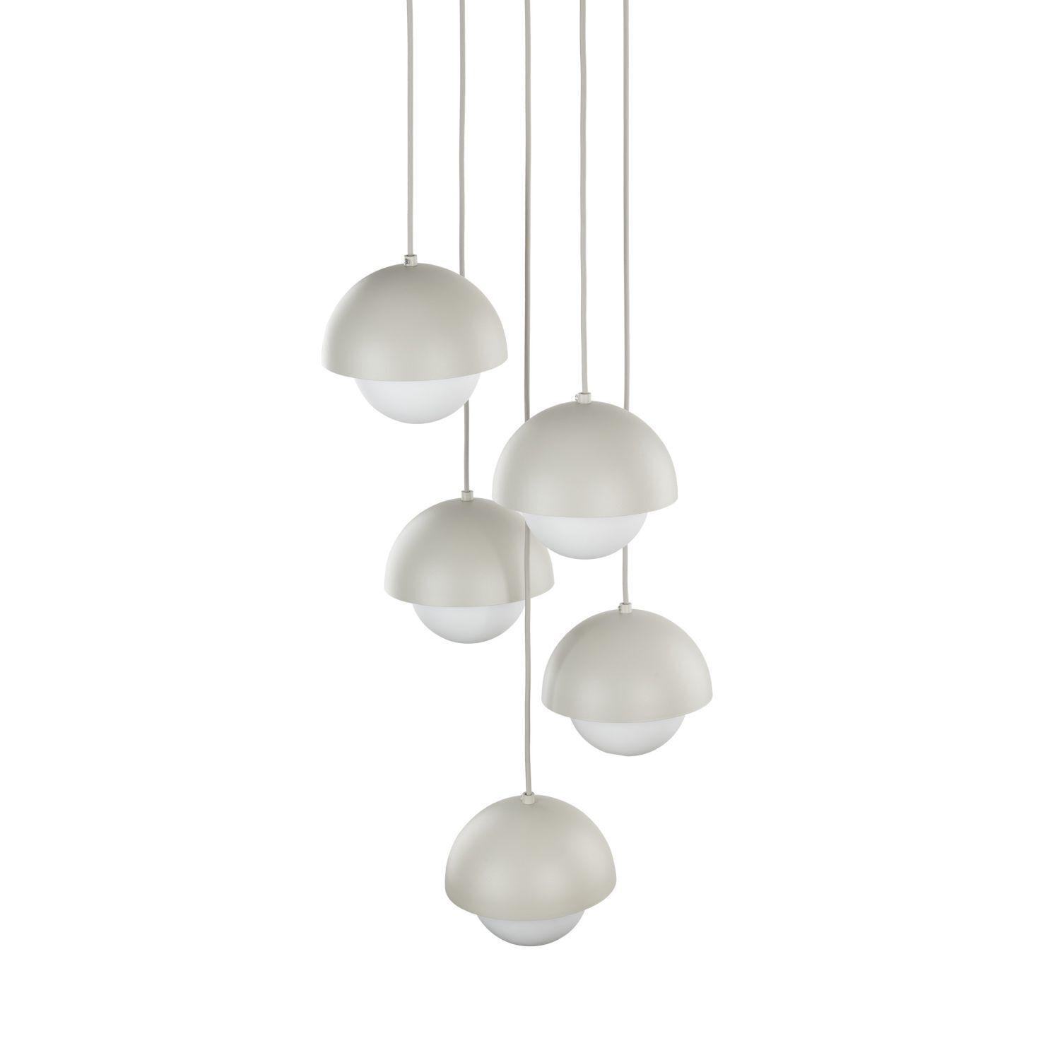 Lampe à suspendre métal verre G9 H : max. 1,4 m Beige Blanc 5 flammes
