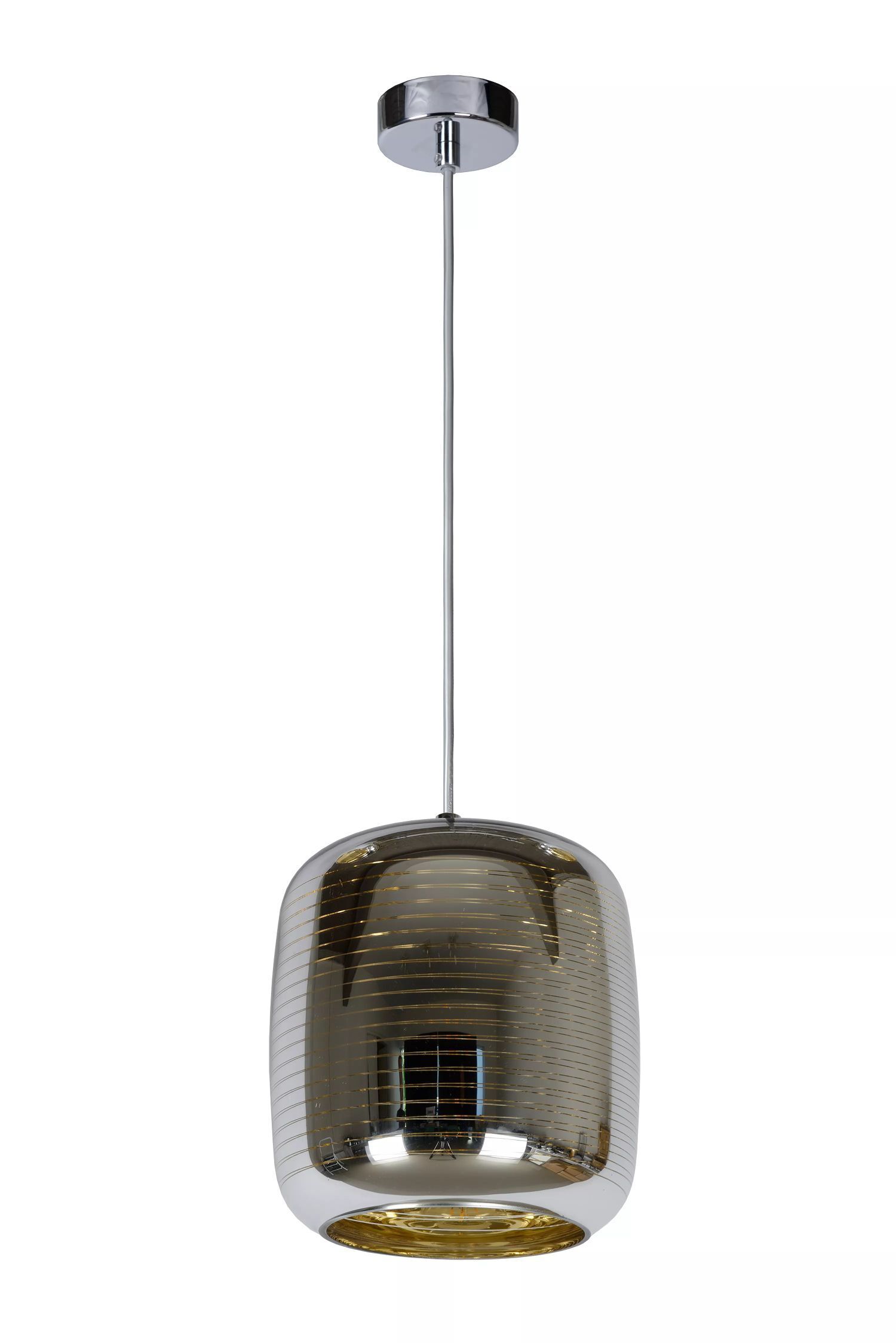 Hängelampe Glas Metall Chrom Gold rund Ø20 cm E27 Down Lampe