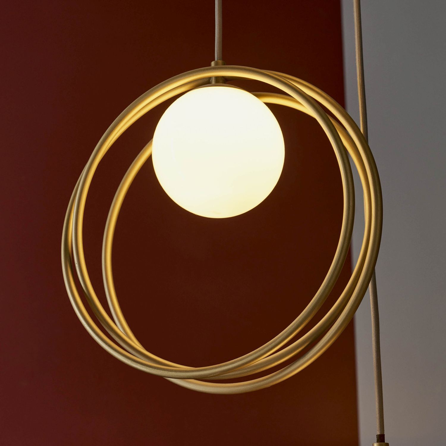 Lampe à suspendre 3 flammes métal verre hauteur réglable or blanc G9