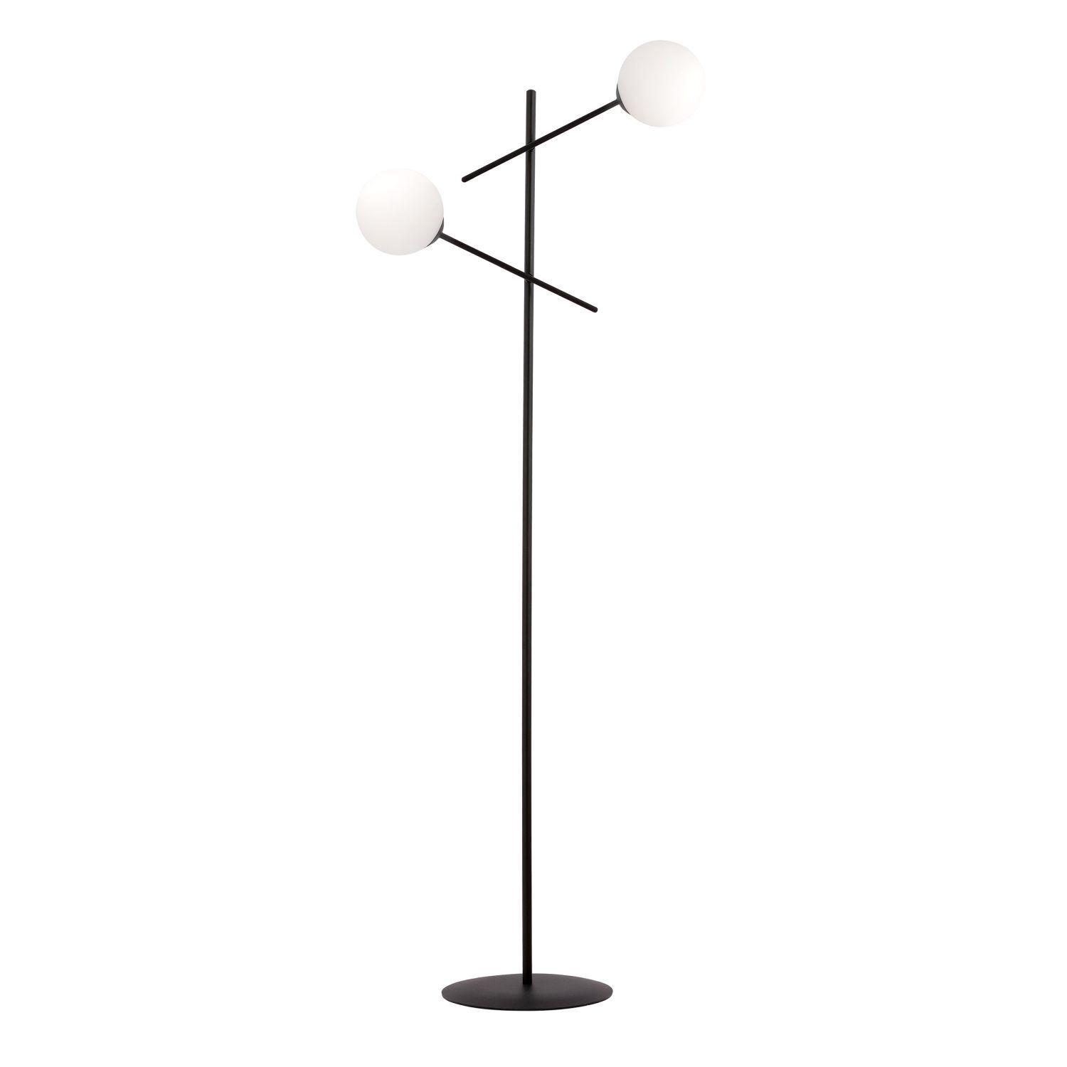 Lampadaire noir blanc 150 cm métal verre orientable 2x E14