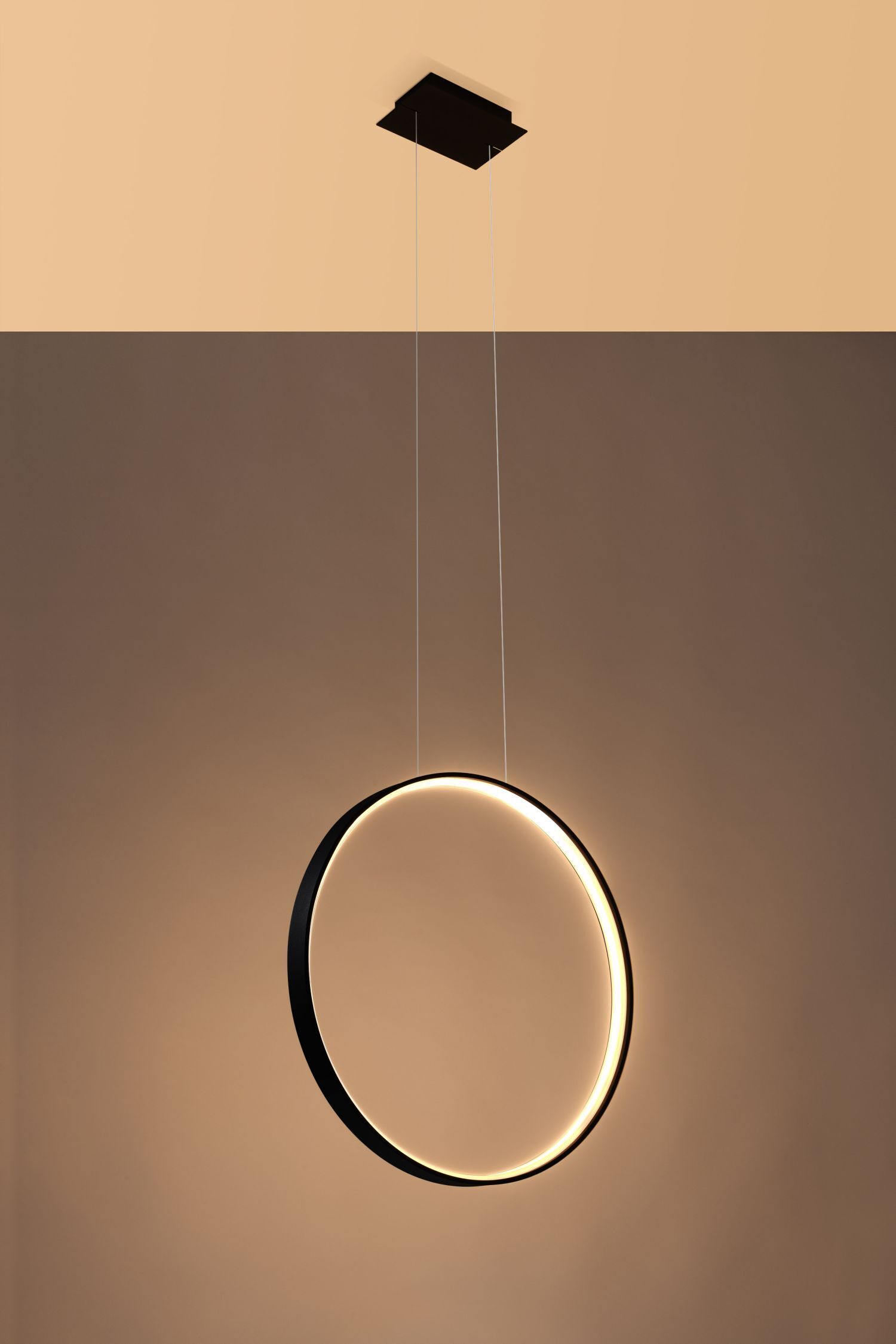 Suspension LED Noir Ø 55 cm 3000 K Moderne Anneau