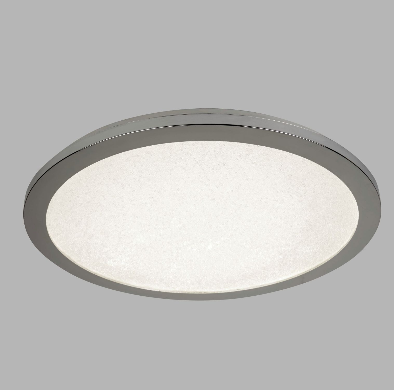 Plafonnier LED salle de bain IP44 D : 30 cm Chromé 4000 K rond plat