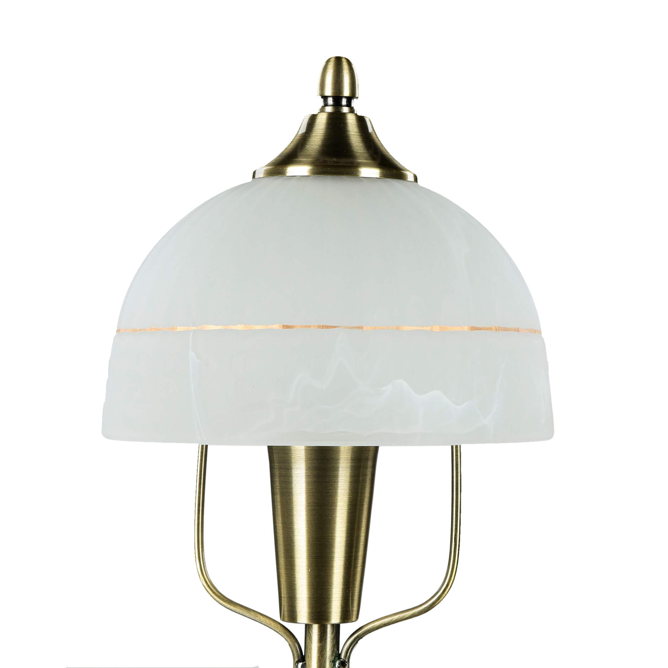 Tischlampe Glas Metall 35 cm in Bronze Weiß Jugendstil Lampe, Lampenschirm, Tischlampe