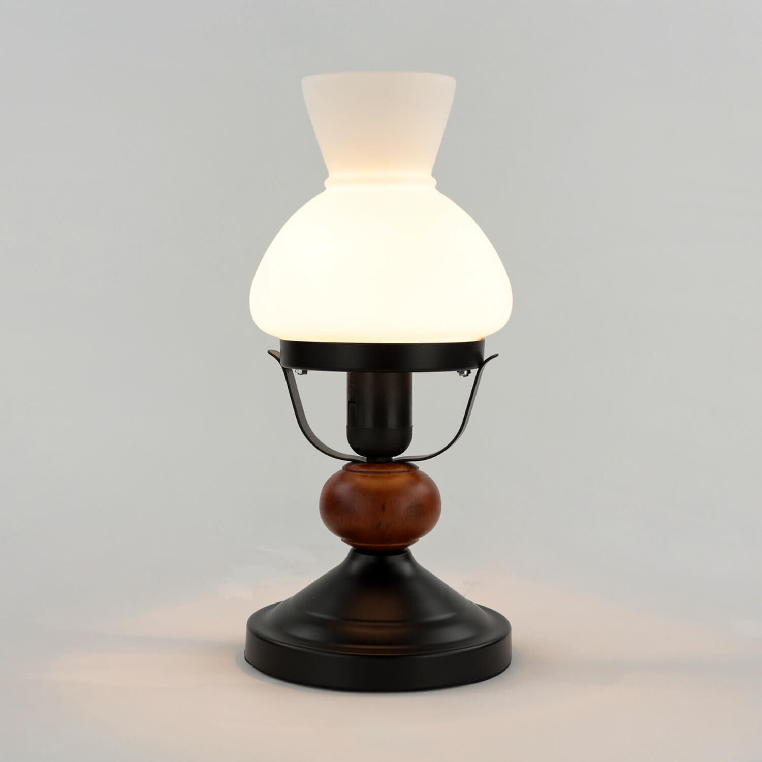 Lampe de table en bois véritable verre style rustique