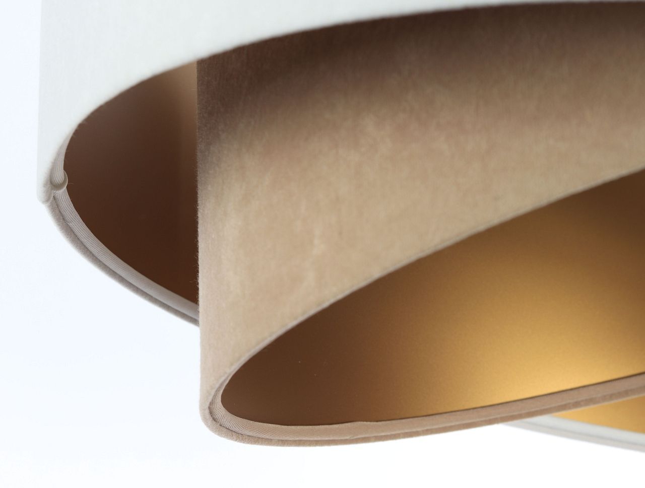 Suspension tissu E27 ronde Ø 50 cm en blanc beige or