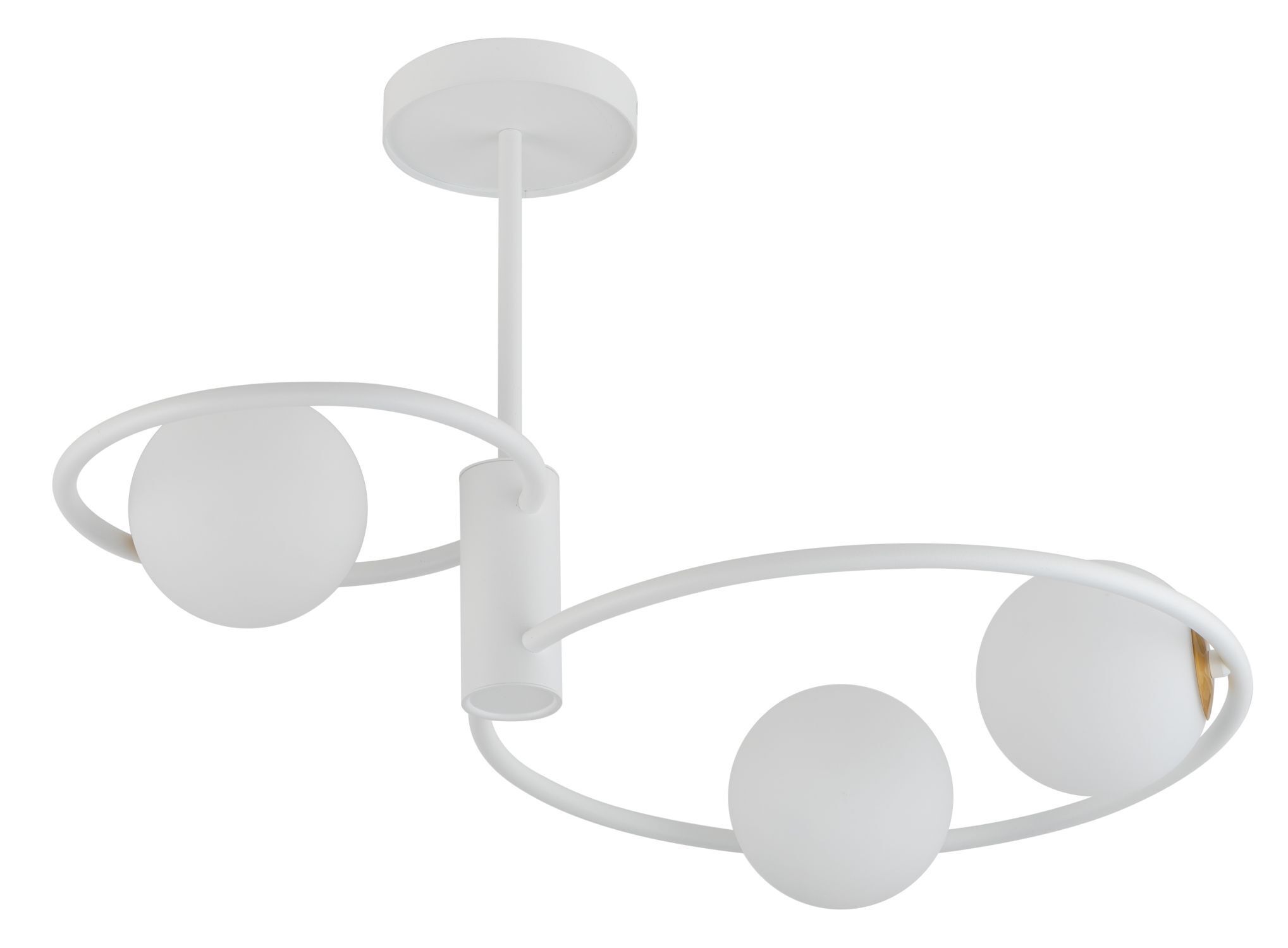 Grand plafonnier Blanc Métal Verre L:64 cm G9 Moderne