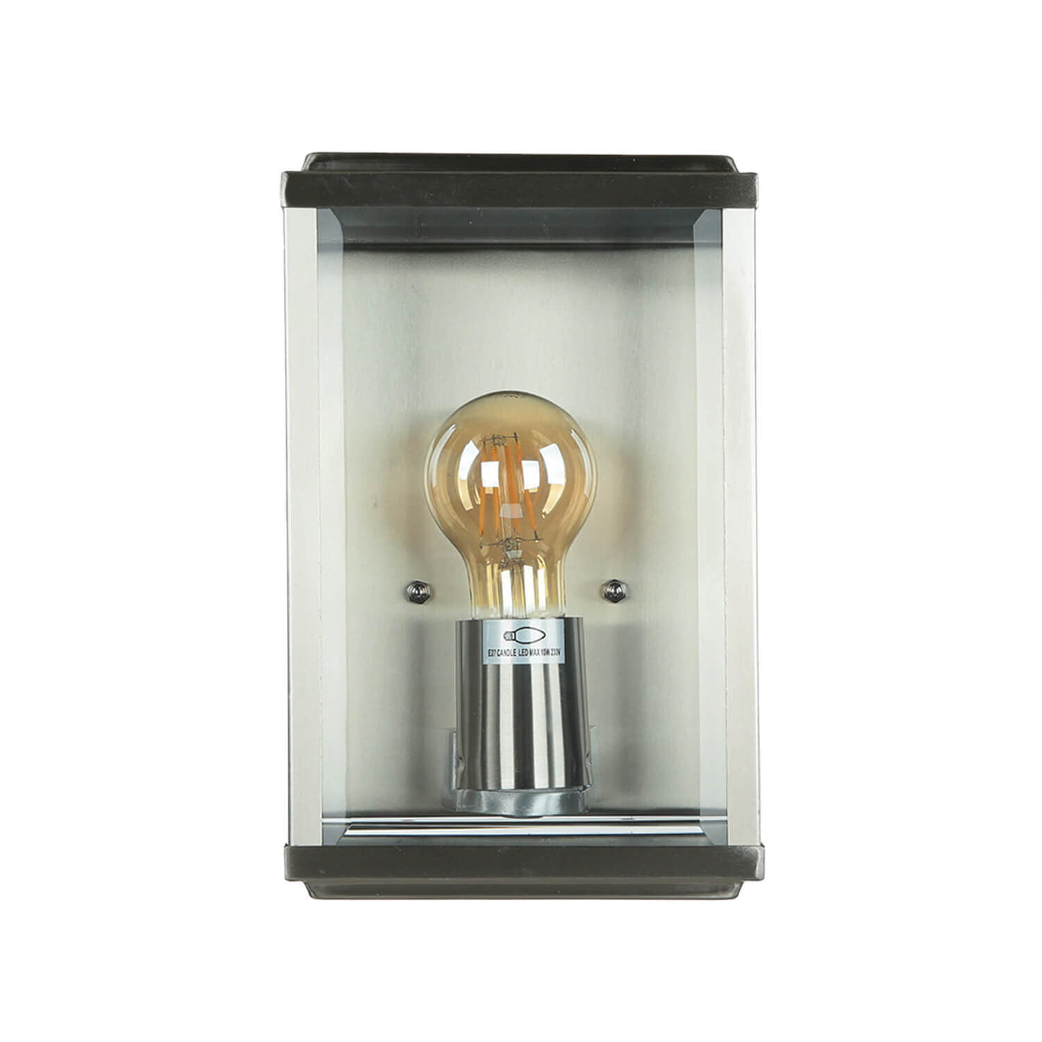 Applique murale d'extérieur moderne carrée E27 argent satiné
