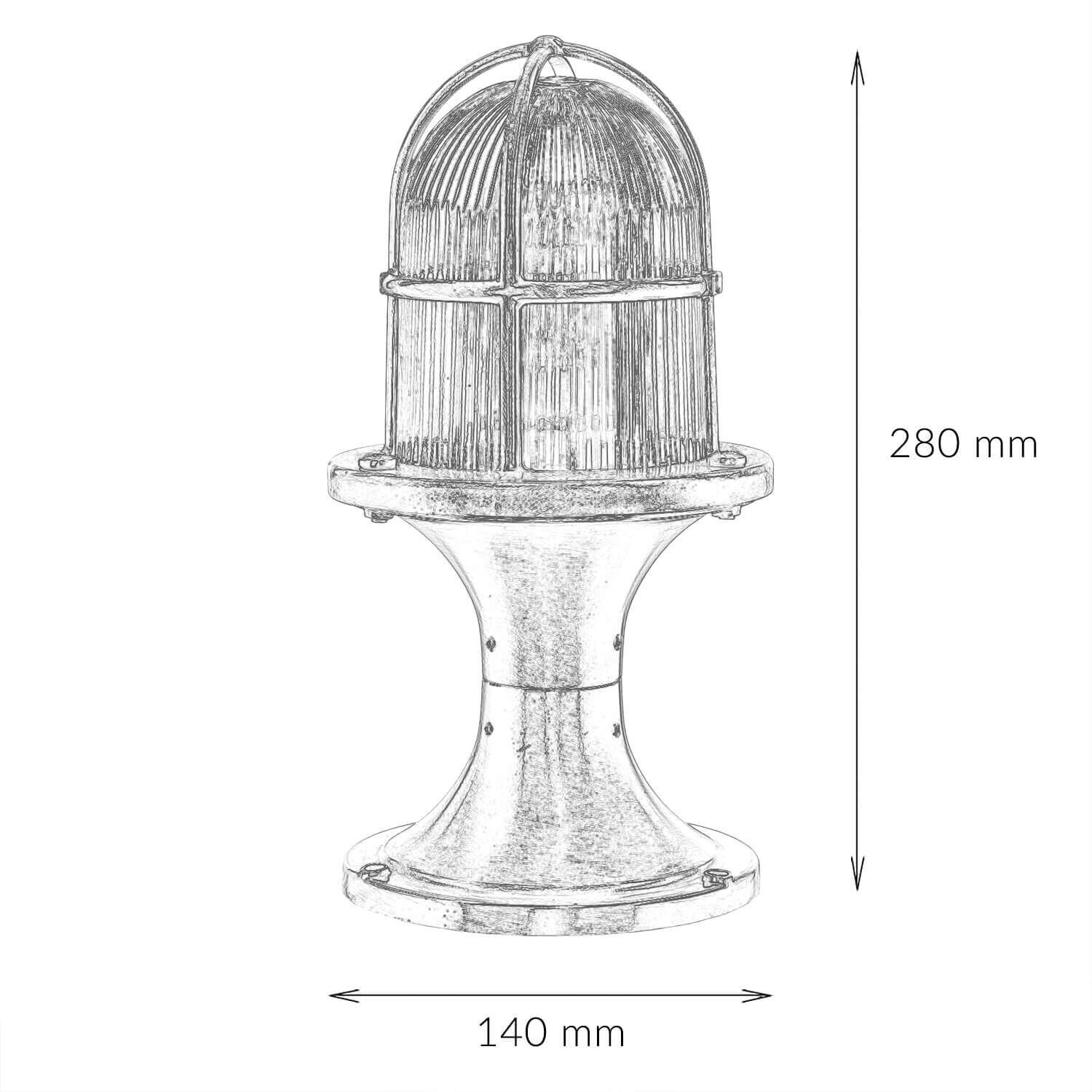 Lampe de jardin laiton 28cm de haut inoxydable SANTORIN