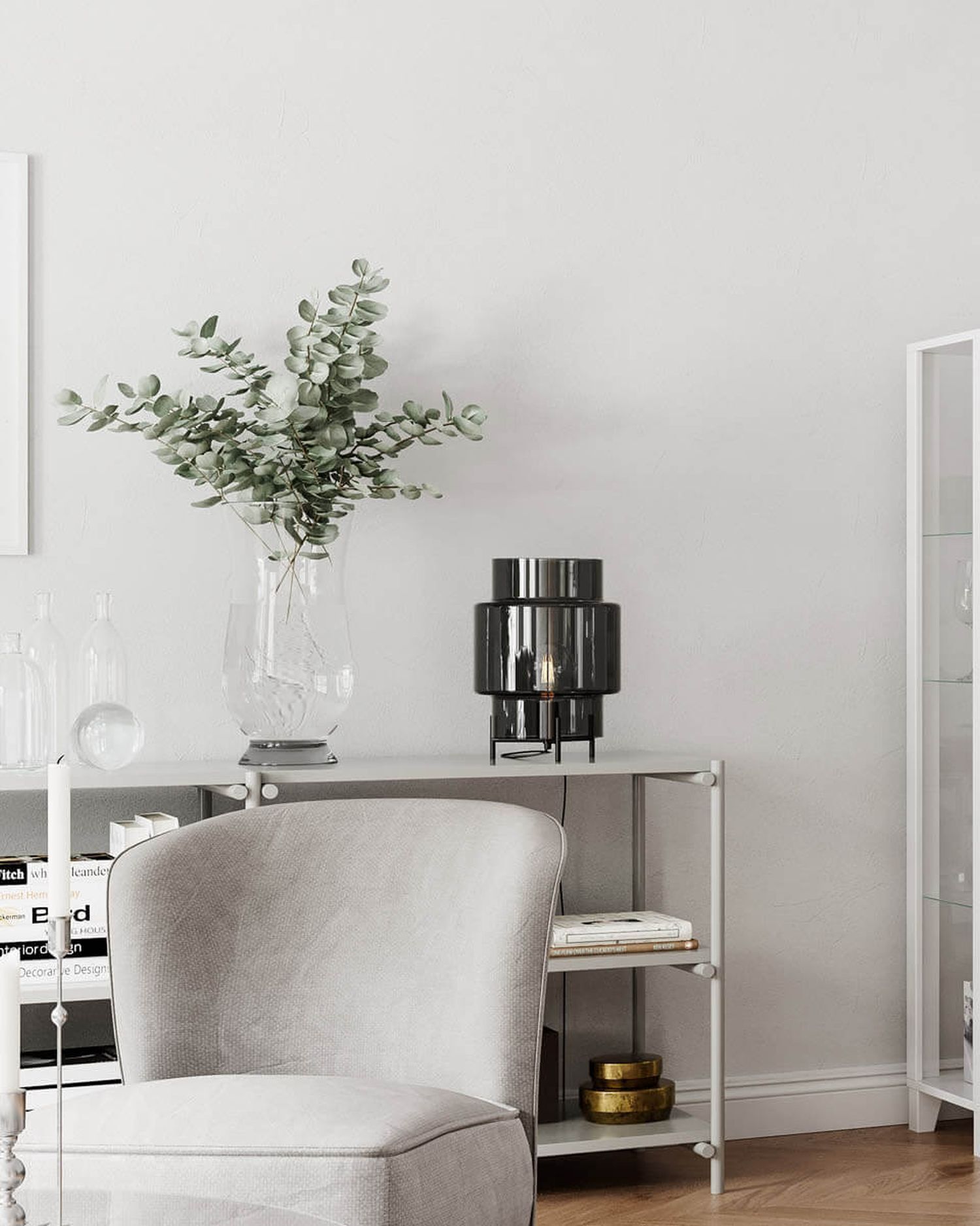 Lampe de table E27 37 cm métal verre fumé tripode Lampe, Pflanze, Mobiliar, Drinnen, Innenarchitektur