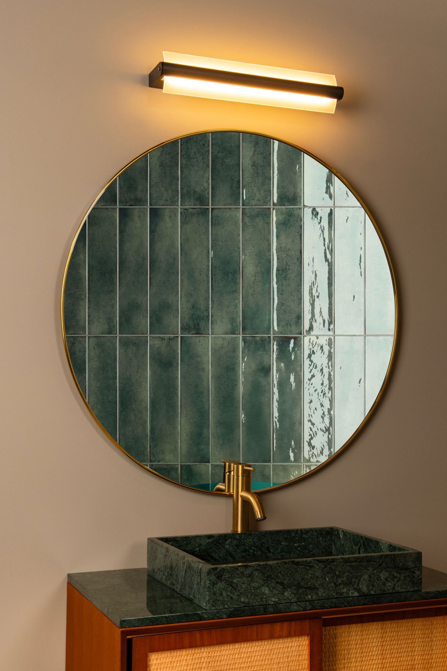 LED Wandleuchte Schwarz 3000 K IP44 L:45 cm edel Sinken, Waschbeckenhahn