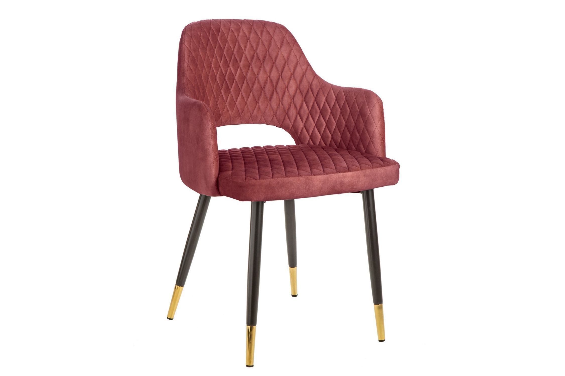 Chaise de salle à manger avec accoudoirs Rouge Noir Or Rétro Velours