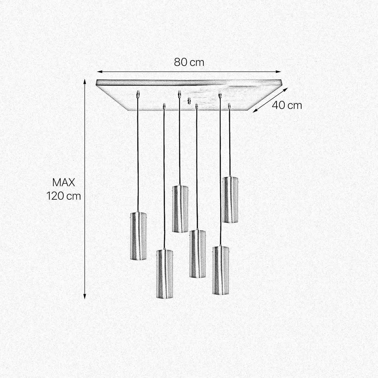 Suspension laiton L : 80 cm en bronze clair 6x E27 massif