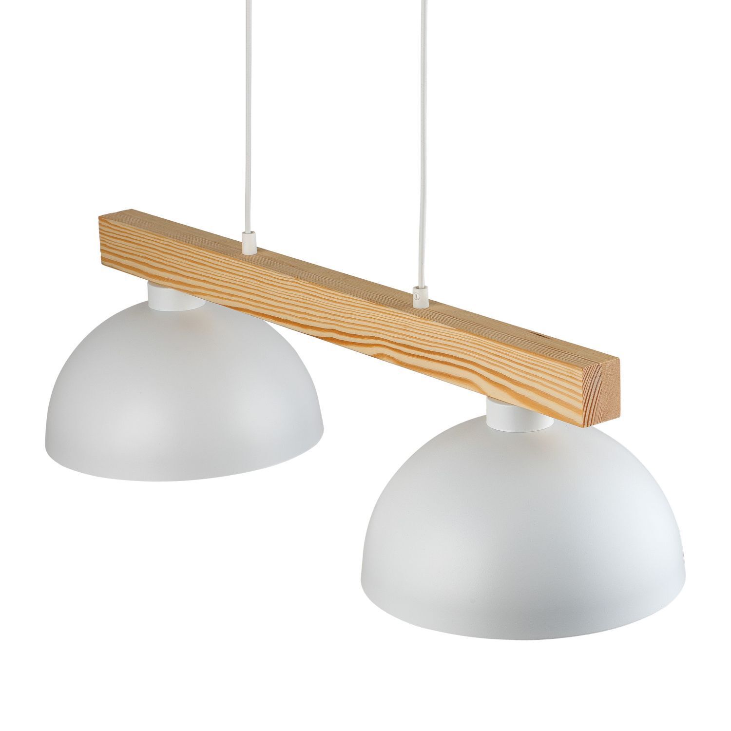 Suspension blanc métal bois allongé E27 Skandi