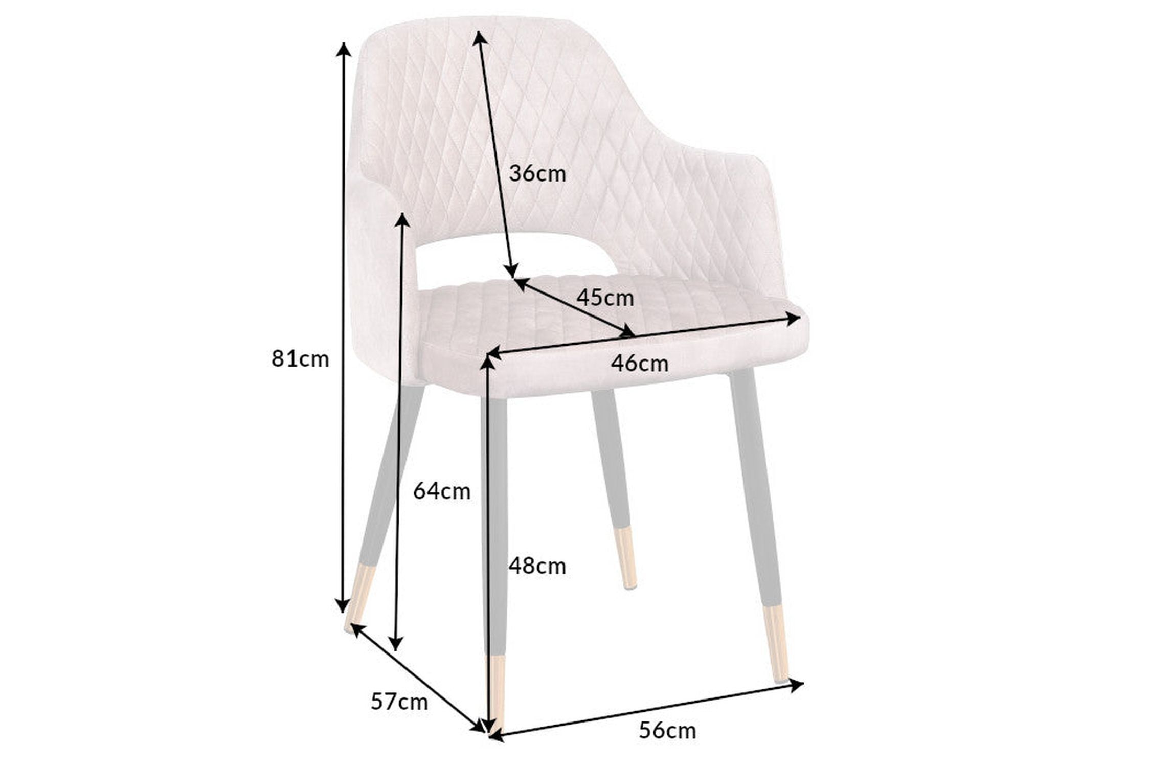 Chaise de salle à manger avec accoudoirs velours gris noir or Moebel, Stuhl