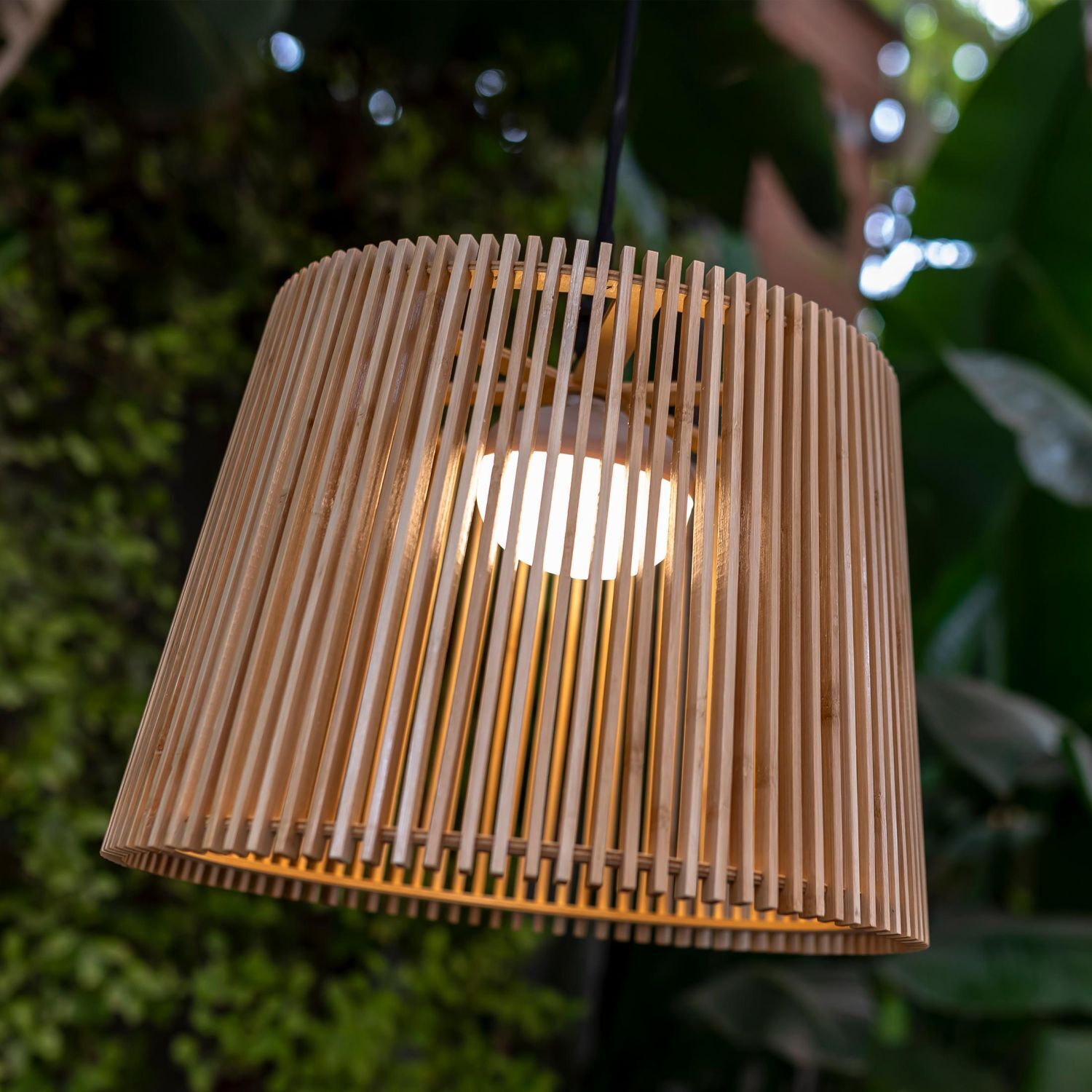 Suspension extérieure LED Accu Bois Ø 39 cm IP54 2700 K dimmable