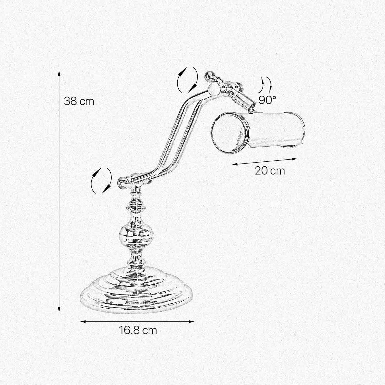 Lampe de bureau laiton poli 38 cm pivotant E14 Sinken, Waschbeckenhahn, Lampe, Rauchrohr