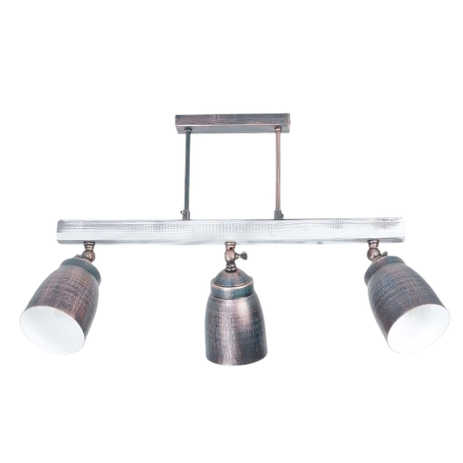 Spot de plafond 3 flammes E27 métal bois shabby Leuchte, Beleuchtung, Zimmer, Duscharmatur, Lampe