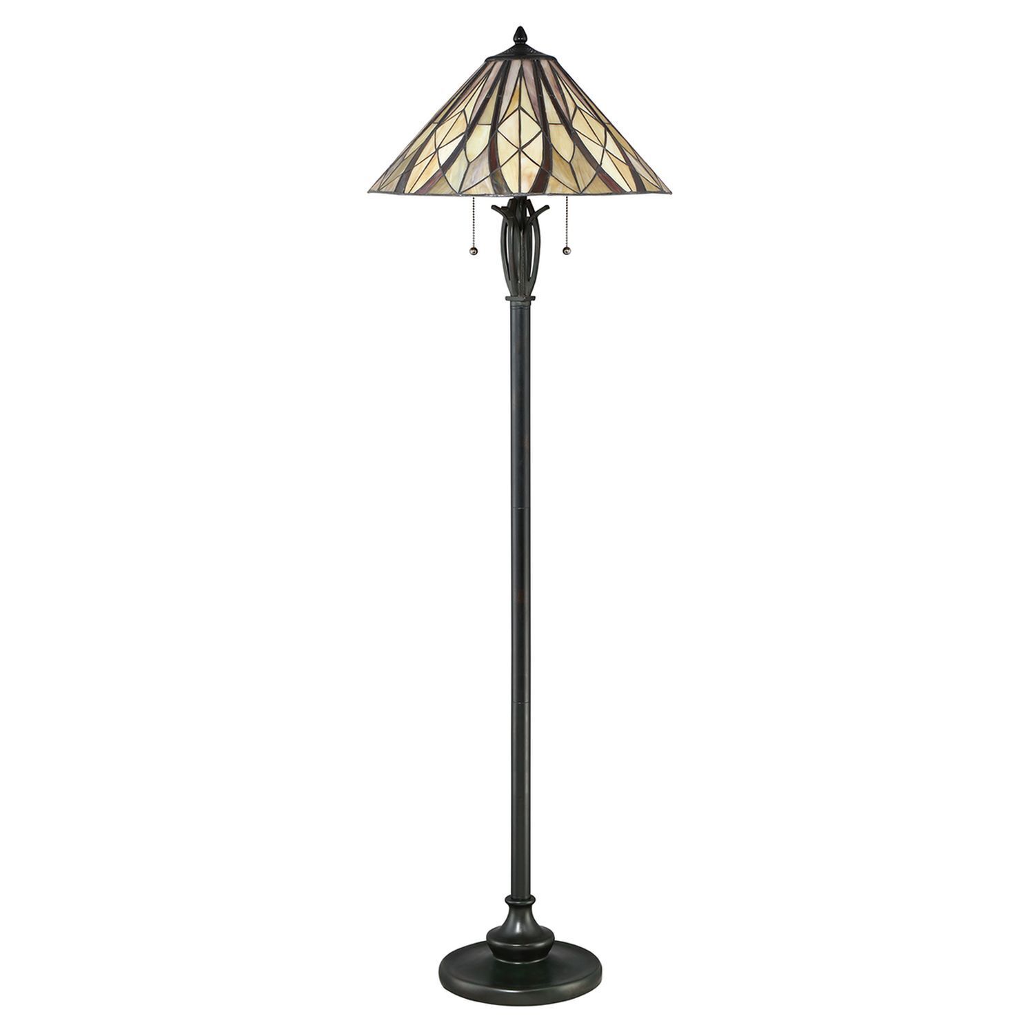 Lampe sur pied style Tiffany 149cm Suspension à tirage E27 Verre Métal