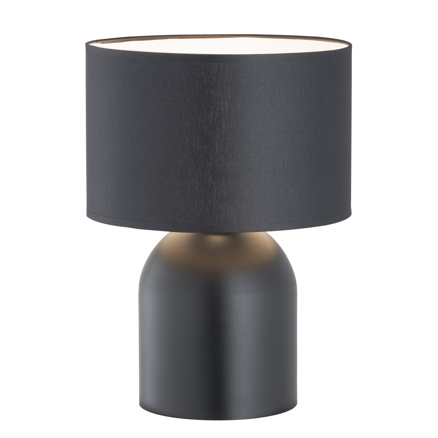 Lampe de table métal tissu 35 cm noir blanc E27 CLARA