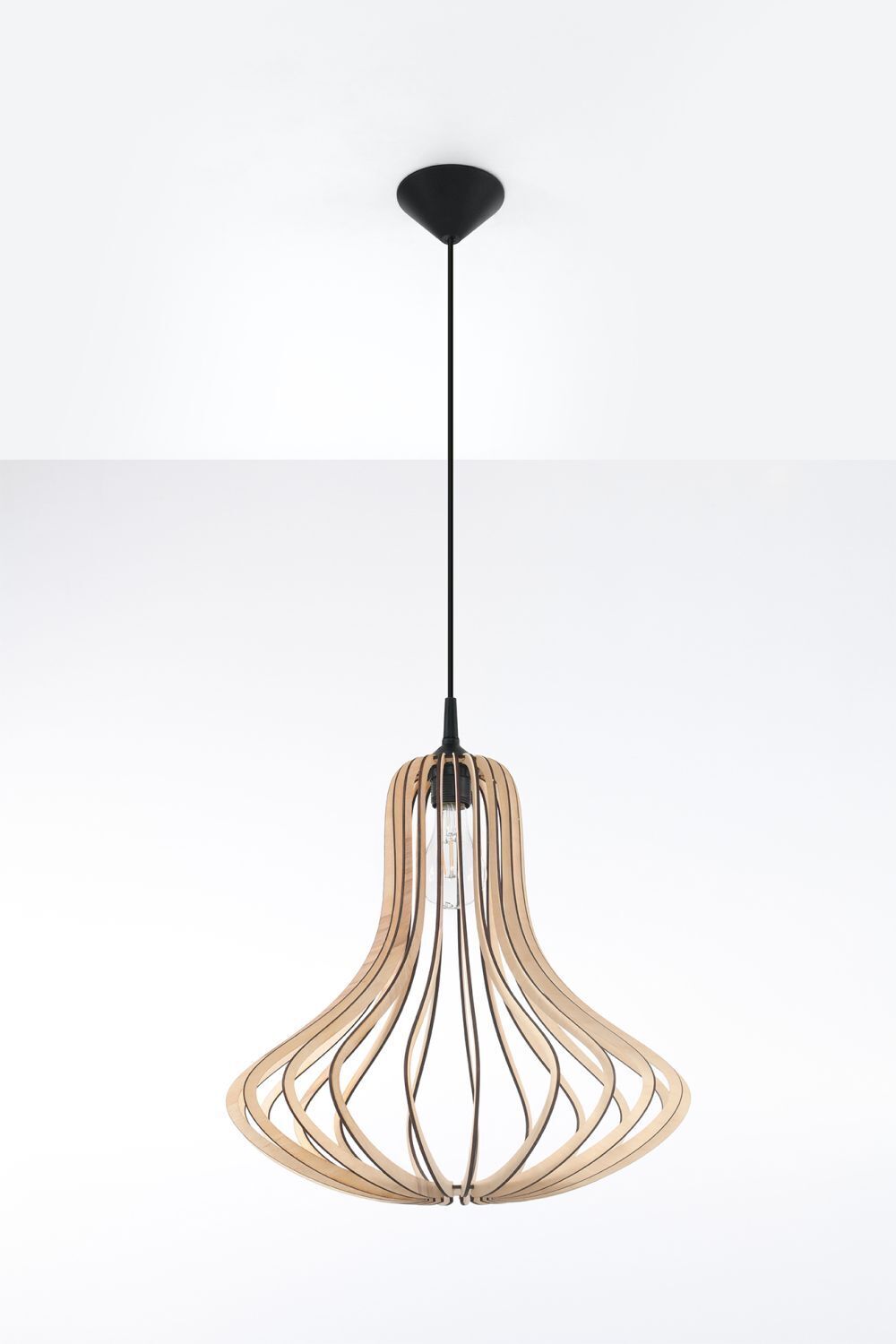 Lampe à suspendre en bois LILAH Ø40cm confortable E27 table à manger