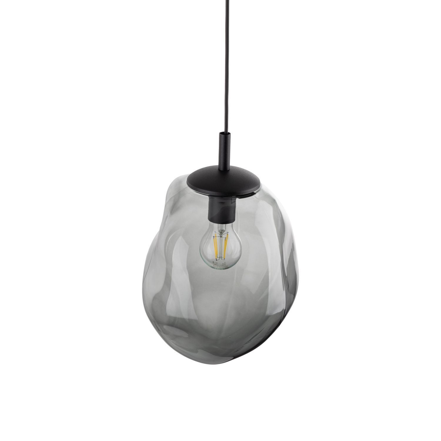 Lampe à suspendre verre fumé E27 L : 25 cm H : max. 175 cm Noir Gris Licht