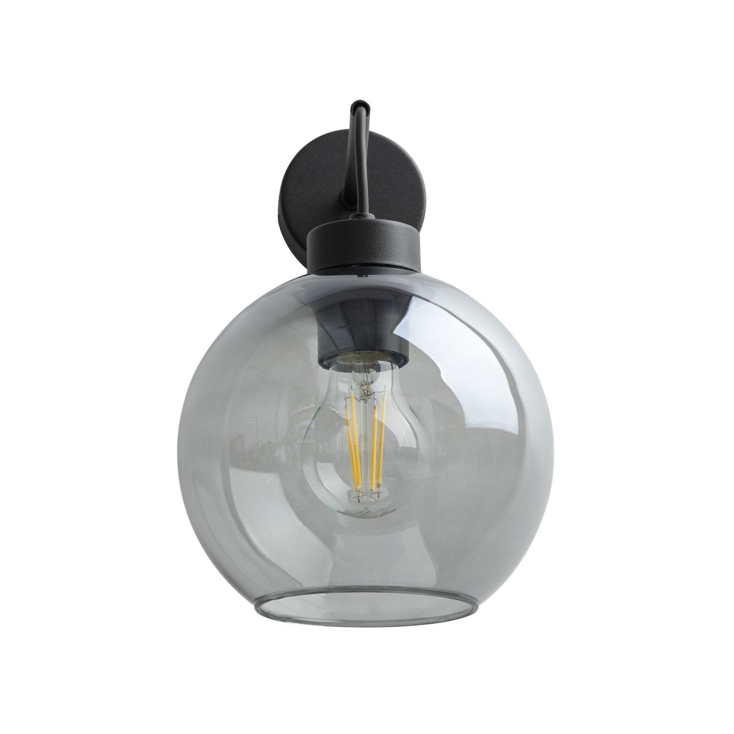 Applique murale verre fumé métal H : 28 cm E27 noir graphite